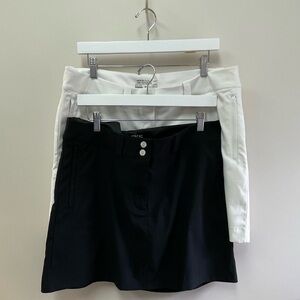Set of 2 Nike Golf Skorts White and Black Dri-FIT Size 14